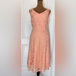 Elegant Dressystar Lace Midi Dress Fit and Flare in Dusty Rose